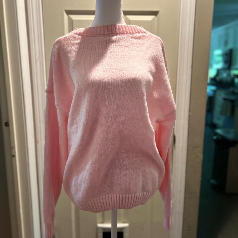 Elegant Pink Crew Neck Sweater